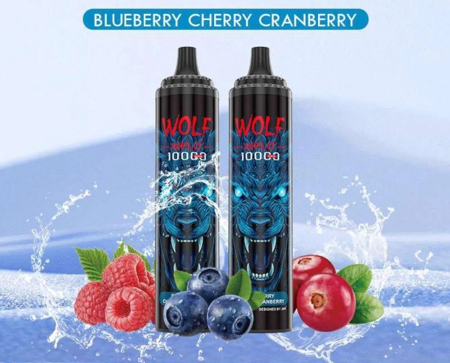 JNR Wolf Niplo 10000 Puffs - Myrtille Cerise Canneberge : L'Explosion Fruit&eacute;e Ultime pour le Vapoteur Belge Exigeant