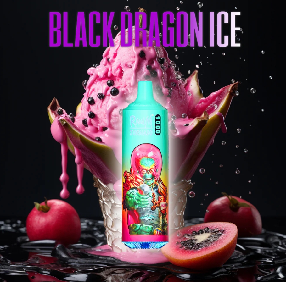 Le RandM Tornado 9000 Puffs : L'Ouragan de Saveur qui Emporte la France, Édition Glace de Dragon Noir